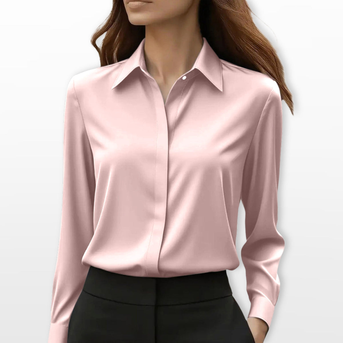 Lucy | Women's Satin Shirt Blouse, Elegant Office Blouse | Bella Blue