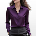 Lucy | Women's Satin Shirt Blouse, Elegant Office Blouse | Bella Blue