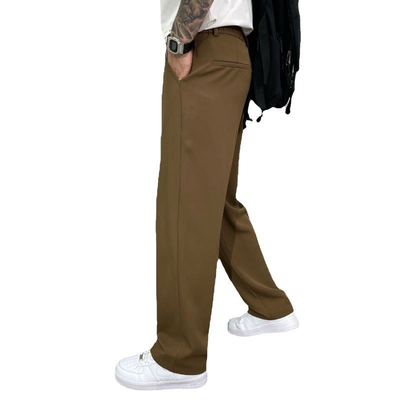 Ludwig | Men's Straight Leg Trousers with Front Pleats, Elegant Wide-Leg Trousers | Bella Blue | Black