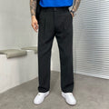Ludwig | Men's Straight Leg Trousers with Front Pleats, Elegant Wide-Leg Trousers | Bella Blue | Brown