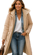 Luisa | Women's Long Hooded Padded Coat, Sherpa-Lined Winter Coat | Bella Blue | Black