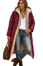 Luisa | Women's Long Hooded Padded Coat, Sherpa-Lined Winter Coat | Bella Blue | Black