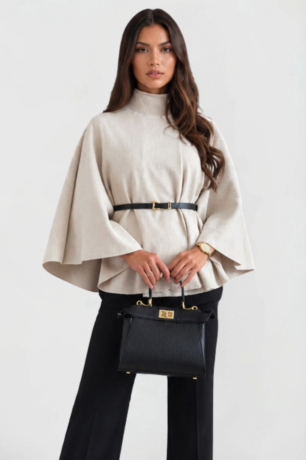 Luna | Women's Oversized Wool Winter Coat, Cape Sleeve Jacket | Bella Blue