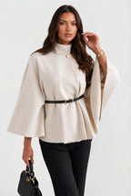 Luna | Women's Oversized Wool Winter Coat, Cape Sleeve Jacket | Bella Blue