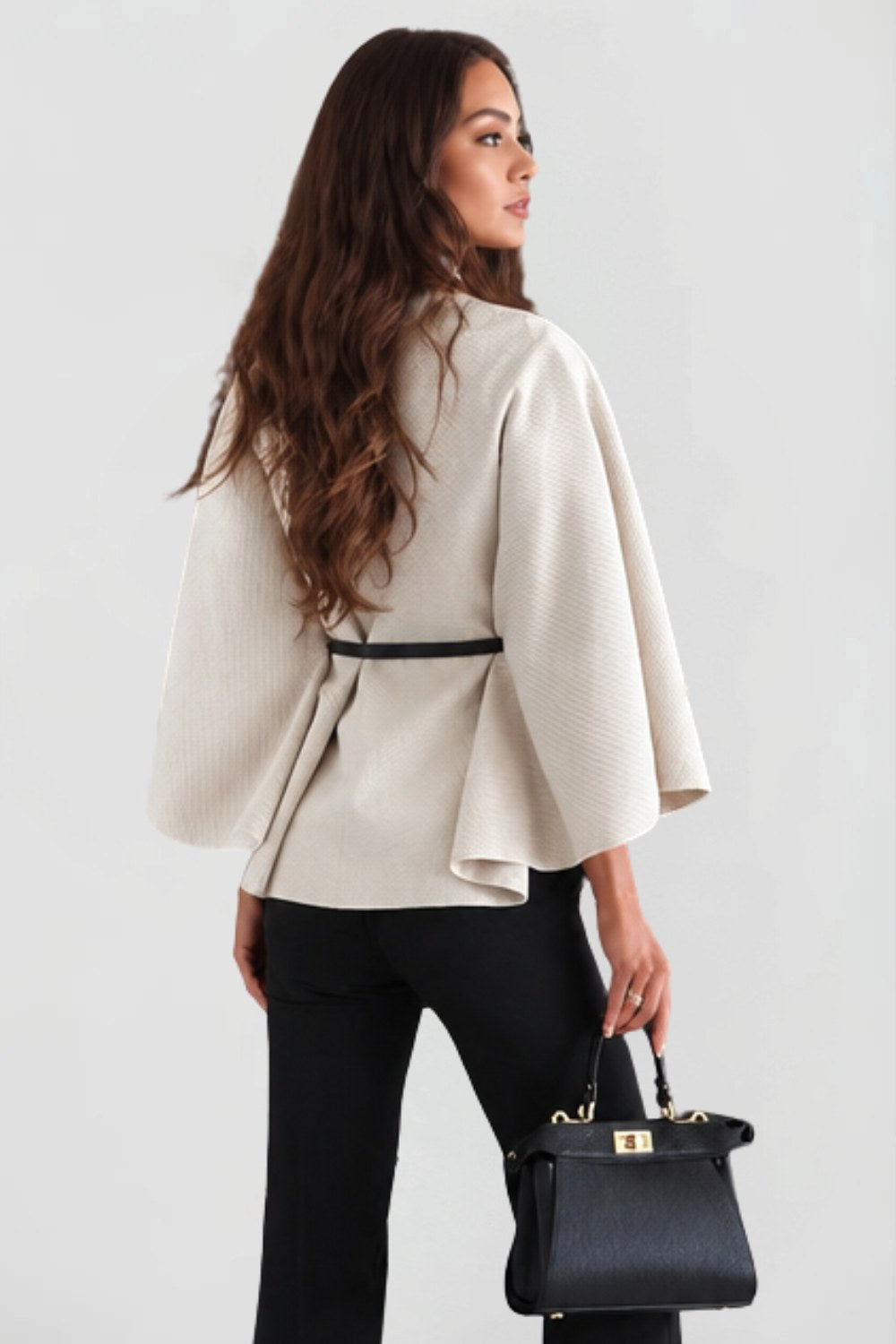 Luna | Women's Oversized Wool Winter Coat, Cape Sleeve Jacket | Bella Blue