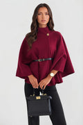 Luna | Women's Oversized Wool Winter Coat, Cape Sleeve Jacket | Bella Blue | Grey