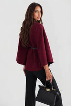Luna | Women's Oversized Wool Winter Coat, Cape Sleeve Jacket | Bella Blue | Black