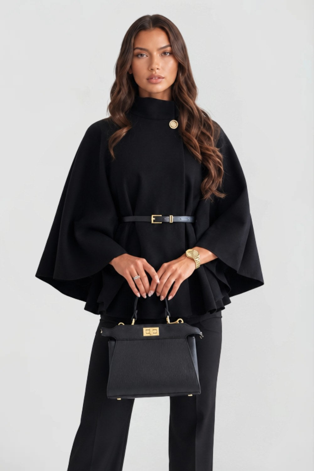 Luna | Women's Oversized Wool Winter Coat, Cape Sleeve Jacket | Bella Blue
