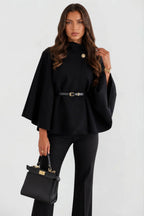 Luna | Women's Oversized Wool Winter Coat, Cape Sleeve Jacket | Bella Blue