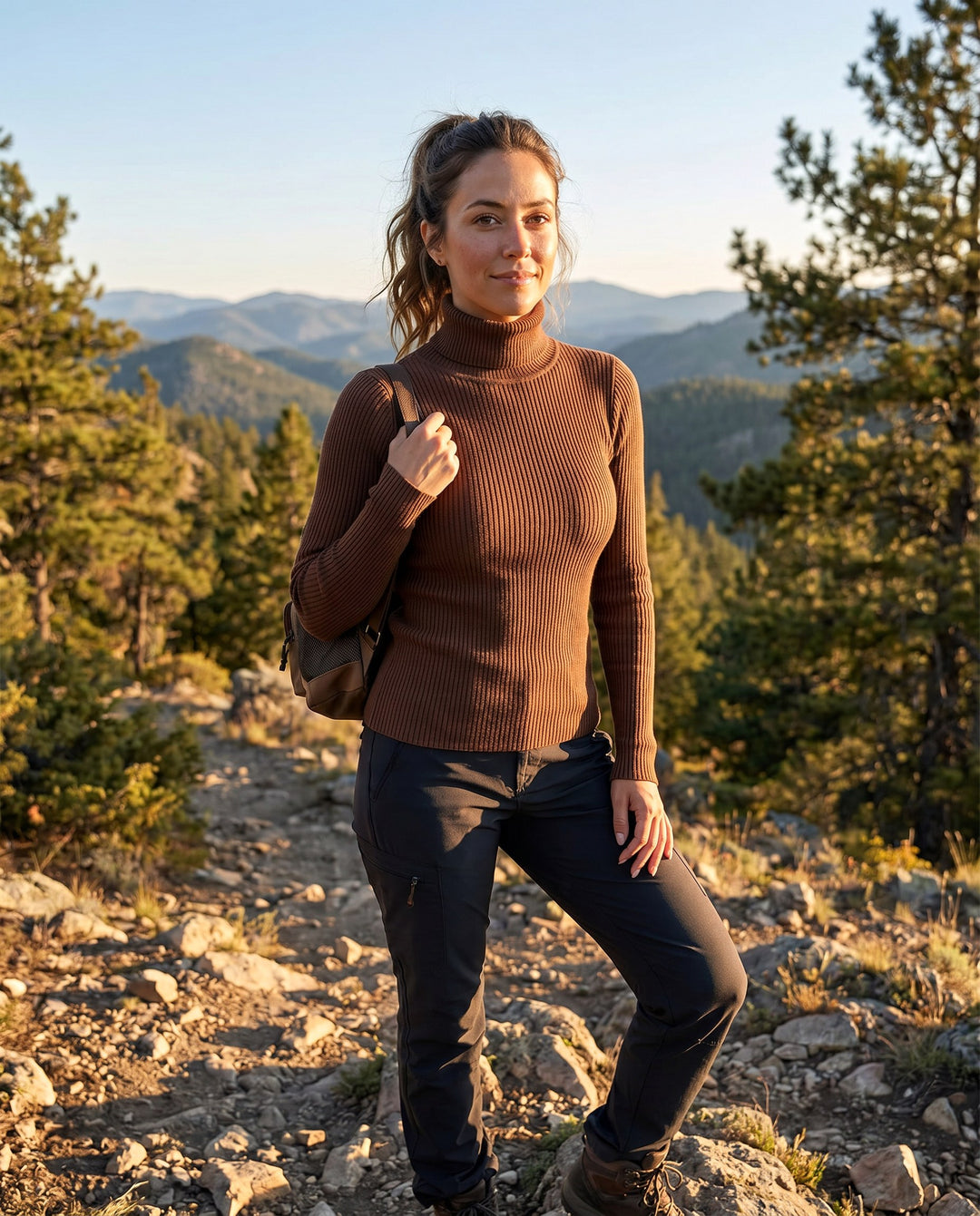Madeleine | Women's Ribbed Turtleneck Jumper, Textured Knit Sweater | Bella Blue