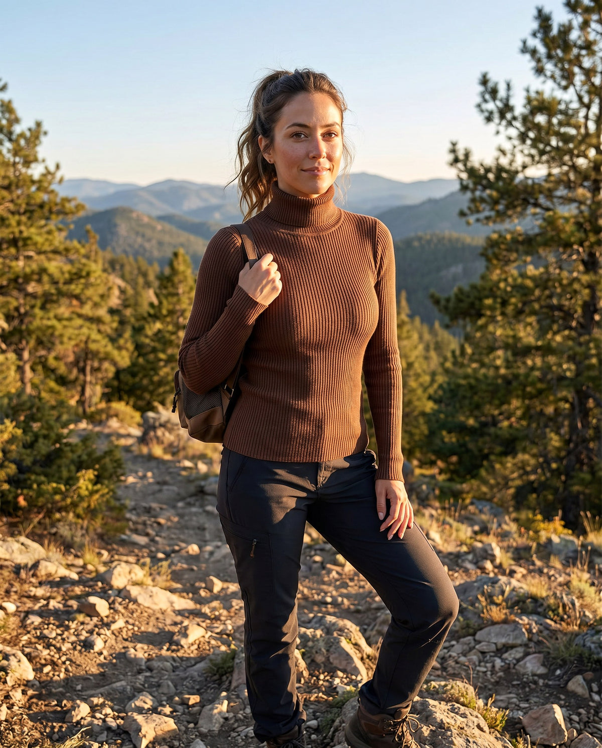Madeleine | Women's Ribbed Turtleneck Jumper, Textured Knit Sweater | Bella Blue