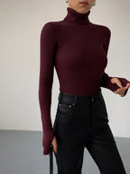 Madeleine | Women's Ribbed Turtleneck Jumper, Textured Knit Sweater | Bella Blue
