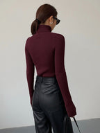 Madeleine | Women's Ribbed Turtleneck Jumper, Textured Knit Sweater | Bella Blue