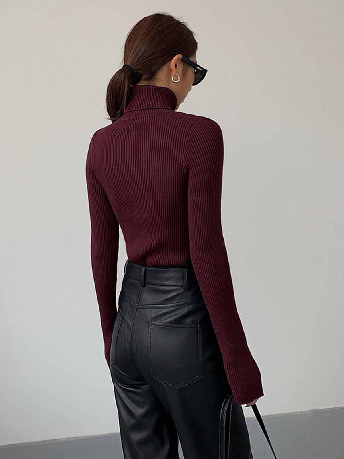 Madeleine | Women's Ribbed Turtleneck Jumper, Textured Knit Sweater | Bella Blue