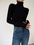 Madeleine | Women's Ribbed Turtleneck Jumper, Textured Knit Sweater | Bella Blue