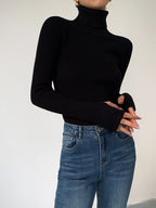 Madeleine | Women's Ribbed Turtleneck Jumper, Textured Knit Sweater | Bella Blue