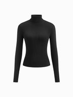 Madeleine | Women's Ribbed Turtleneck Jumper, Textured Knit Sweater | Bella Blue