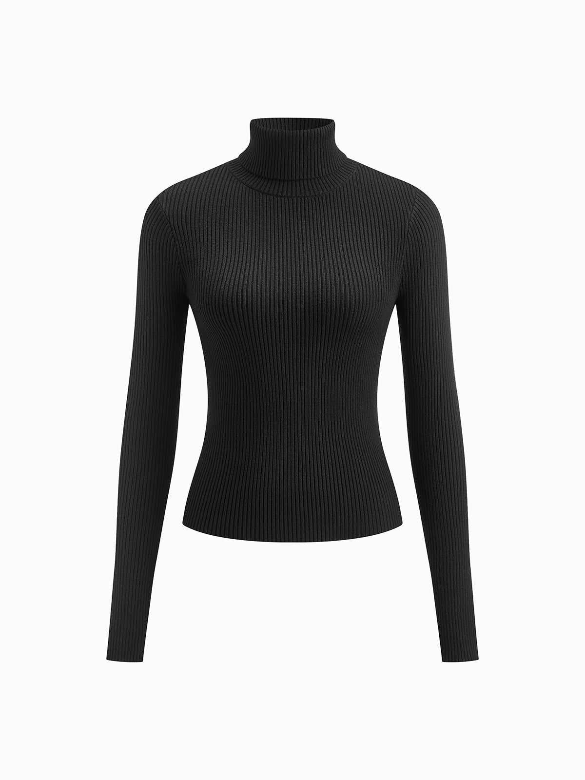 Madeleine | Women's Ribbed Turtleneck Jumper, Textured Knit Sweater | Bella Blue