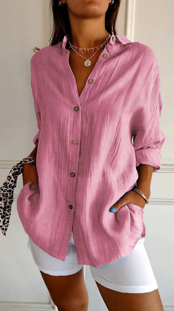 Madison | Women's Linen Button-Down Shirt - Yellow