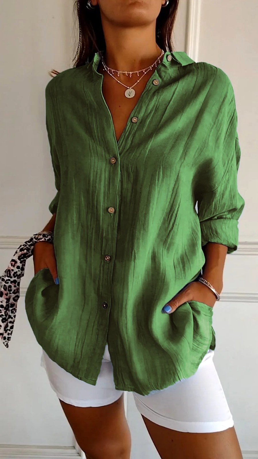 Madison | Women's Linen Button-Down Shirt - Purple