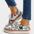 Maisie | Women's Lace-Up Low-Top Trainers, Textured Sole Walking Shoes | Bella Blue