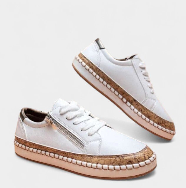 Maisie | Women's Lace-Up Low-Top Trainers, Textured Sole Walking Shoes | Bella Blue