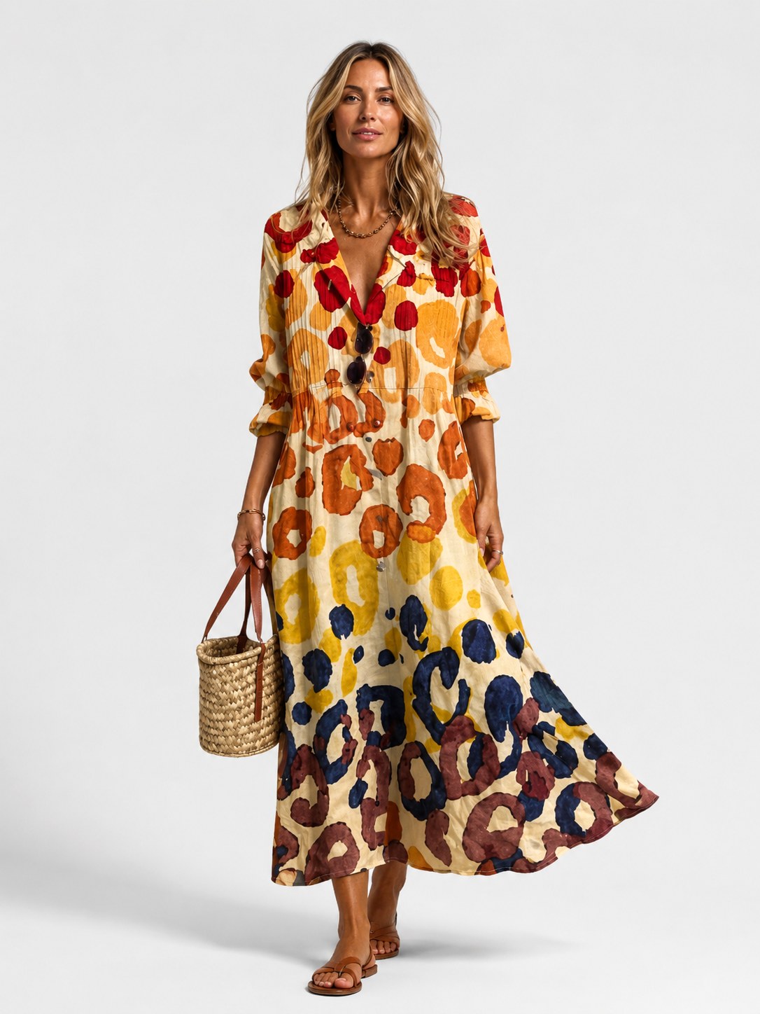 Maisie | Women's Printed Shirt Dress, Relaxed-Fit Everyday Dress | Bella Blue | Multi