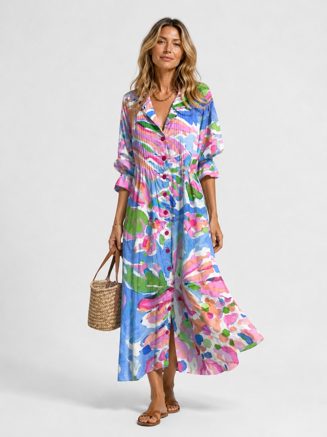 Maisie | Women's Printed Shirt Dress, Relaxed-Fit Everyday Dress | Bella Blue | Light Blue