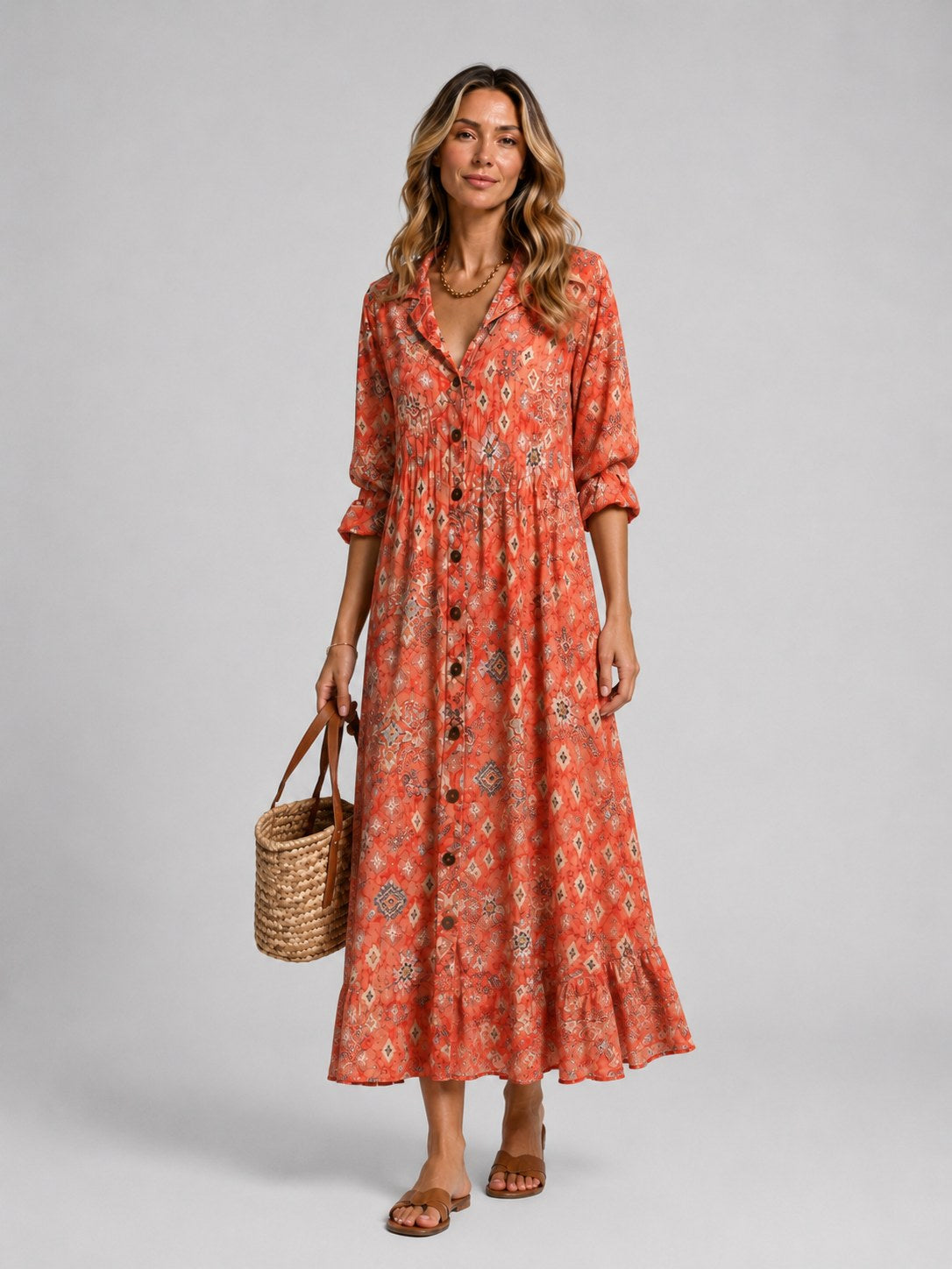 Maisie | Women's Printed Shirt Dress, Relaxed-Fit Everyday Dress | Bella Blue