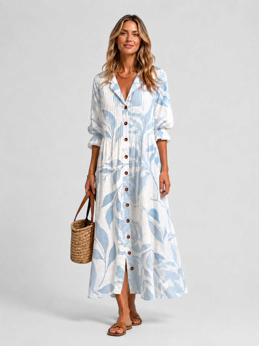 Maisie | Women's Printed Shirt Dress, Relaxed-Fit Everyday Dress | Bella Blue