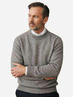 Malcolm | Men's Cashmere Pullover Jumper, Lightweight Knit Jumper | Bella Blue