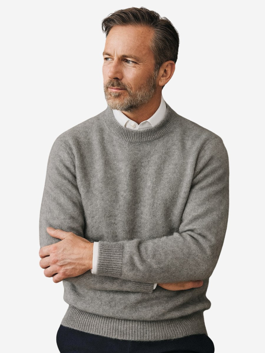 Malcolm | Men's Cashmere Pullover Jumper, Lightweight Knit Jumper | Bella Blue