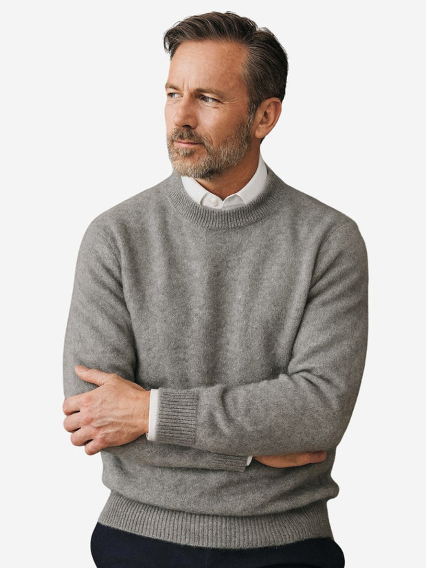 Malcolm | Men's Cashmere Pullover Jumper, Lightweight Knit Jumper | Bella Blue