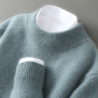 Malcolm | Men's Cashmere Pullover Jumper, Lightweight Knit Jumper | Bella Blue