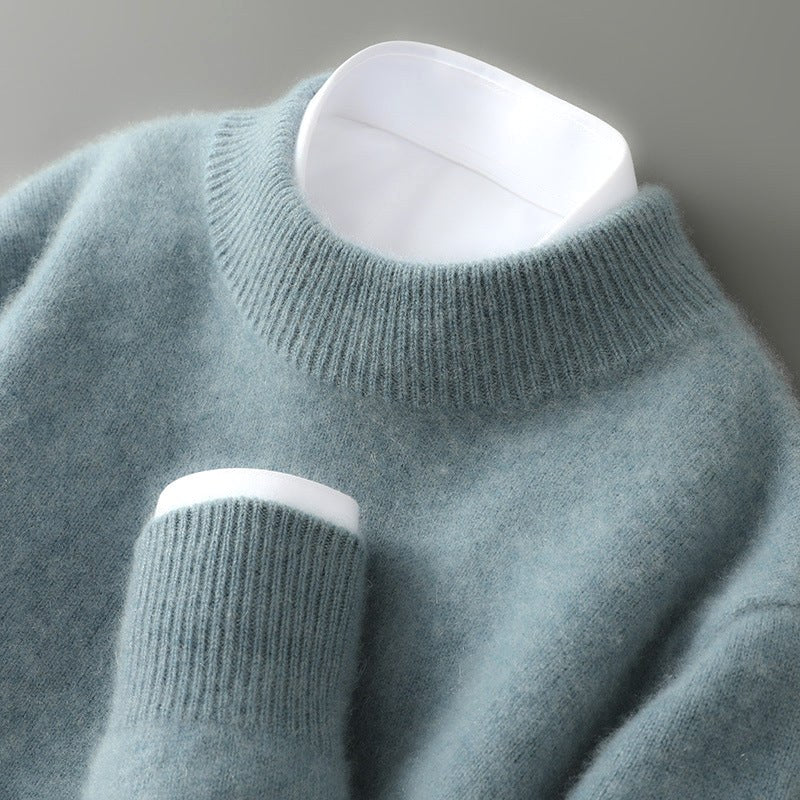 Malcolm | Men's Cashmere Pullover Jumper, Lightweight Knit Jumper | Bella Blue