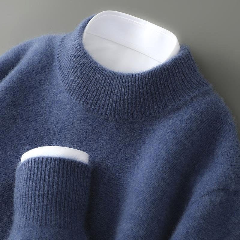 Malcolm | Men's Cashmere Pullover Jumper, Lightweight Knit Jumper | Bella Blue