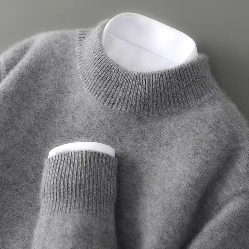 Malcolm | Men's Cashmere Pullover Jumper, Lightweight Knit Jumper | Bella Blue