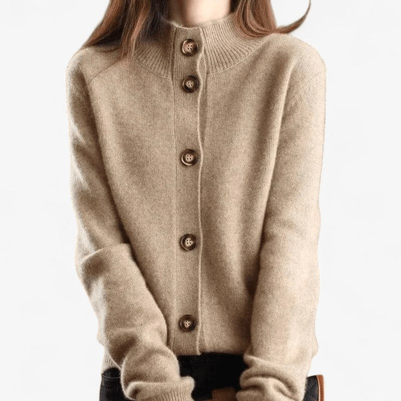 Mallory | Women's Cashmere Cardigan, Classic Button-Front Cardigan | Bella Blue