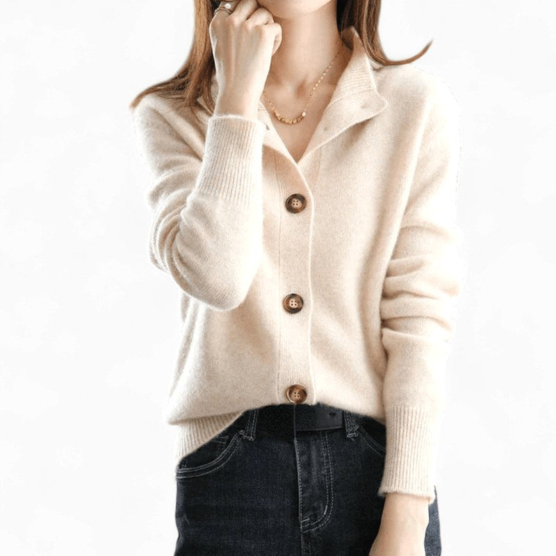Mallory | Women's Cashmere Cardigan, Classic Button-Front Cardigan | Bella Blue