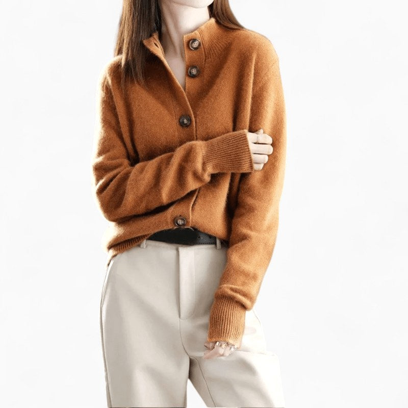 Mallory | Women's Cashmere Cardigan, Classic Button-Front Cardigan | Bella Blue