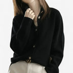 Mallory | Women's Cashmere Cardigan, Classic Button-Front Cardigan | Bella Blue