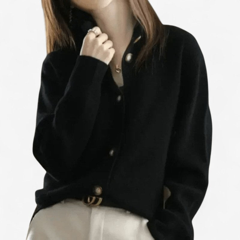 Mallory | Women's Cashmere Cardigan, Classic Button-Front Cardigan | Bella Blue