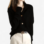 Mallory | Women's Cashmere Cardigan, Classic Button-Front Cardigan | Bella Blue