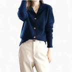 Mallory | Women's Cashmere Cardigan, Classic Button-Front Cardigan | Bella Blue