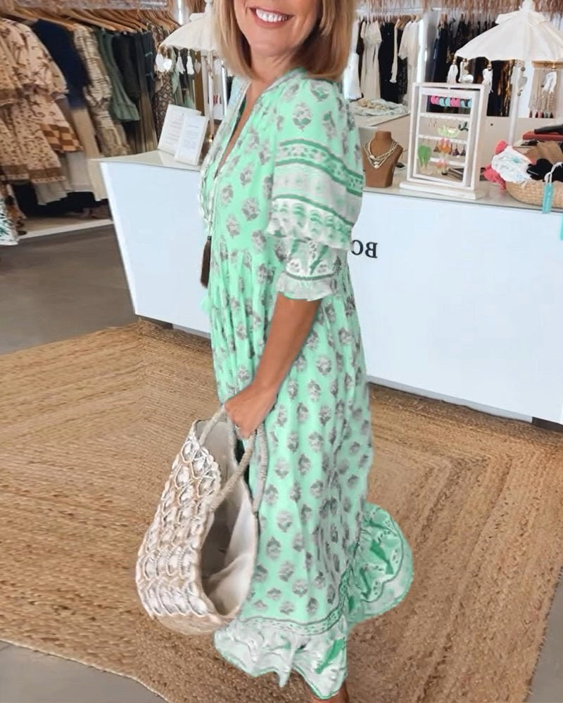 Mana | Women's Floral V-Neck Midi Dress - image 20
