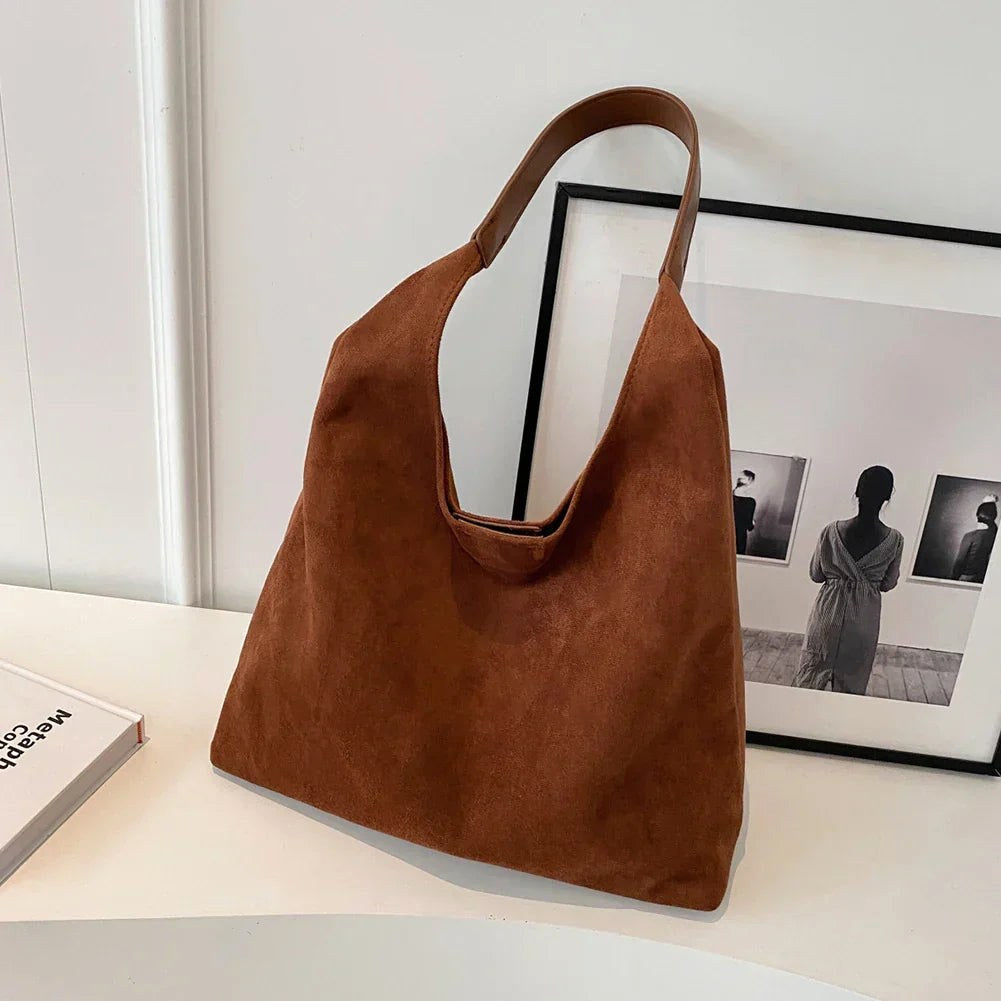 Manon | Women's Relaxed Shoulder Tote Bag, Spacious Travel Tote | Bella Blue | Brown