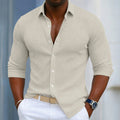 Marco | Men's Slim Fit Textured Henley Shirt, Contemporary Wrap-Neck Shirt | Bella Blue