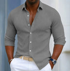 Marco | Men's Slim Fit Textured Henley Shirt, Contemporary Wrap-Neck Shirt | Bella Blue