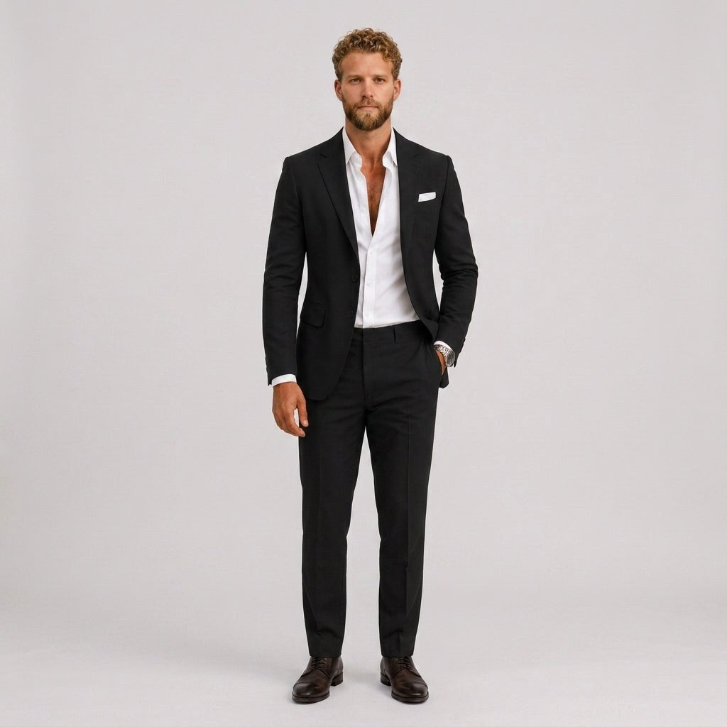 Marcus | Men's Slim-Fit Linen Suit, Tailored Two-Piece Suit | Bella Blue
