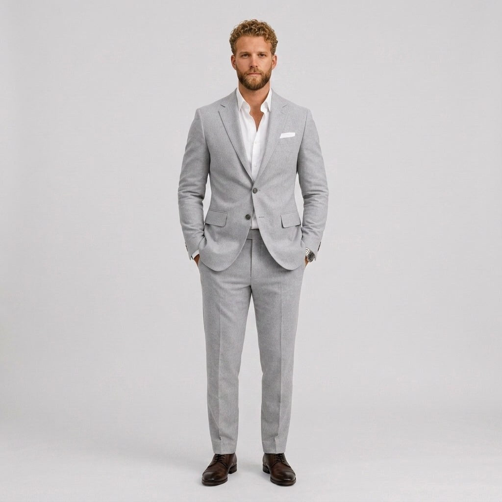 Marcus | Men's Slim-Fit Linen Suit, Tailored Two-Piece Suit | Bella Blue